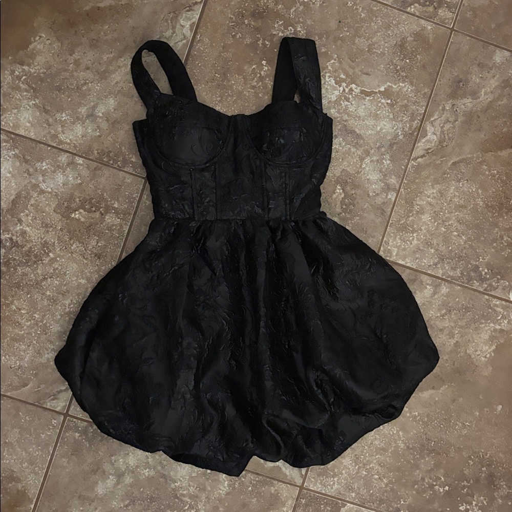 Aqua Black Metallic Dress